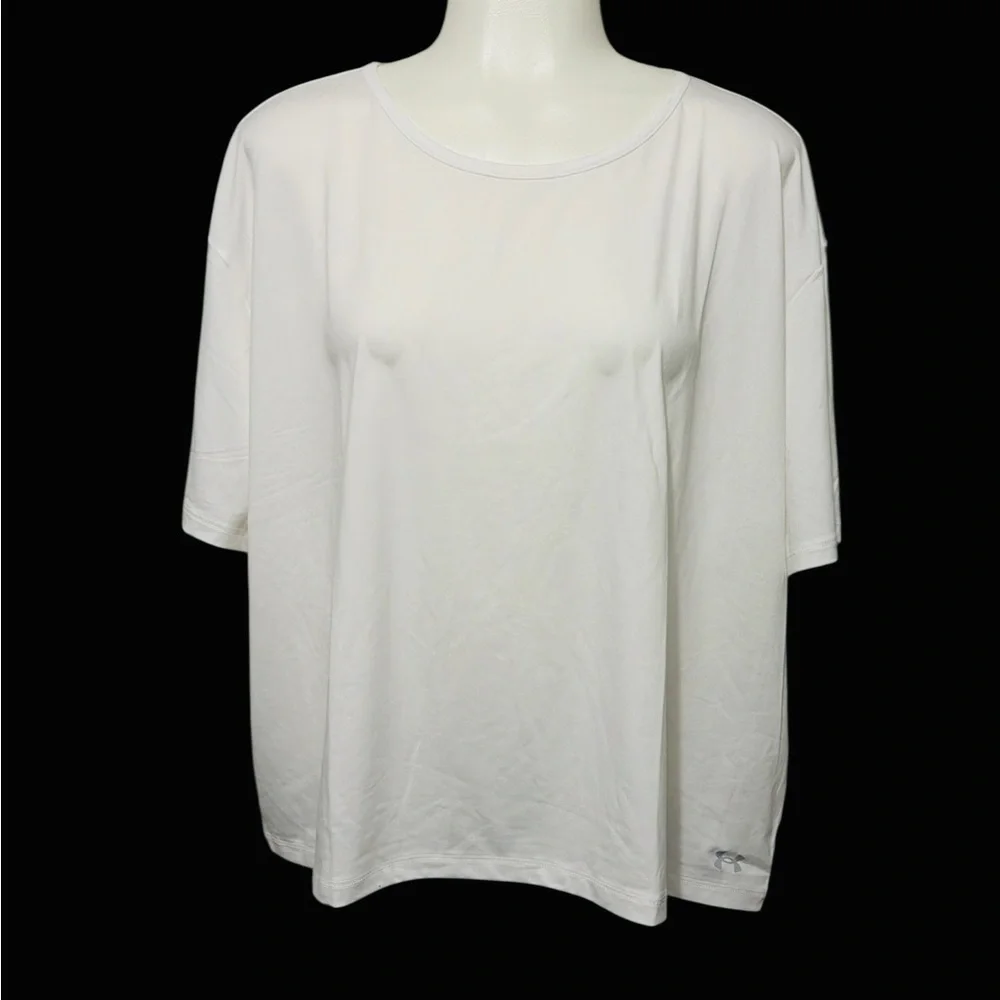 Under Armour Training Cropped Motion Top White Short Sleeve T-Shirt Size 1X - Picture 9 of 15